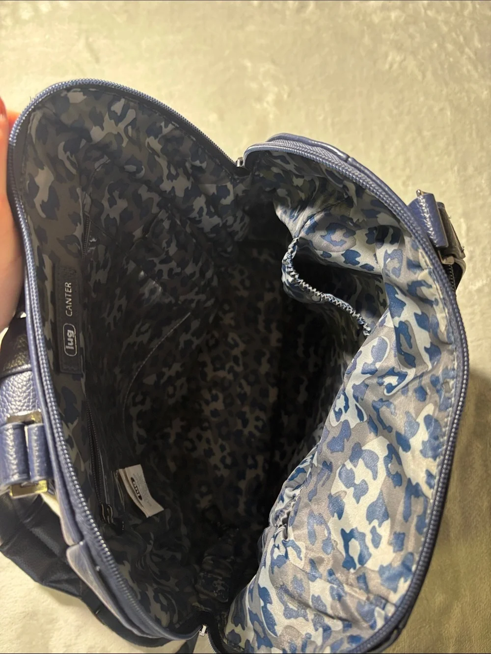 Lug Canter Navy Blue Quilted Convertible Backpack Shoulder Bag